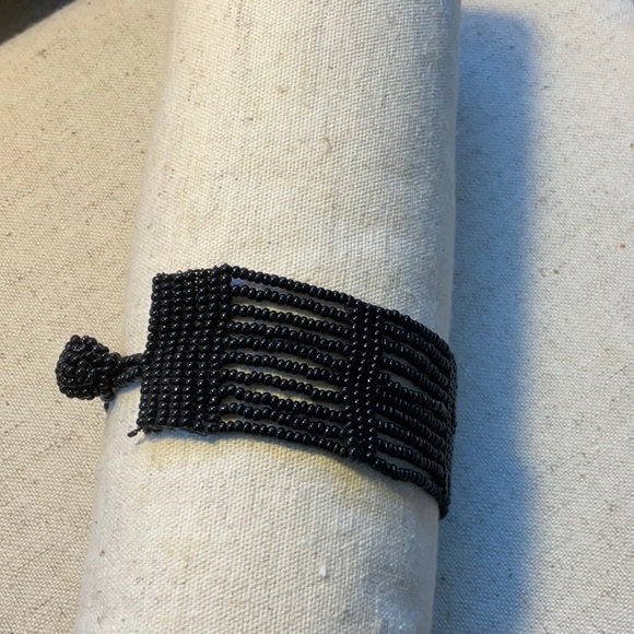 Black Seed Bead Weaved Bracelet - Picture 2 of 4